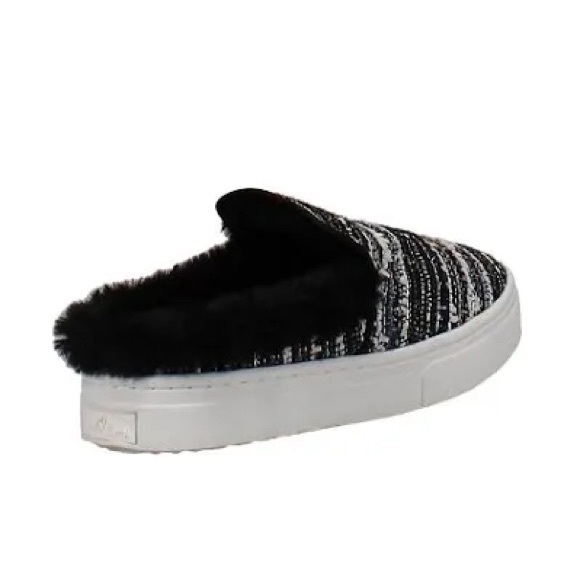 SAM EDELMAN Lois Slide Fur Platform Sneakers Metallic Blue Stripes Slip-on Shoes - Picture 6 of 16